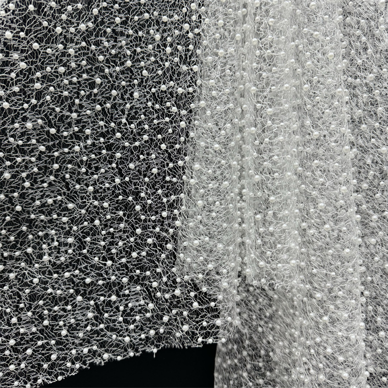 Embroidery Beads - 1Yd 130cm Geniş Beyaz Düzensiz Desenli
