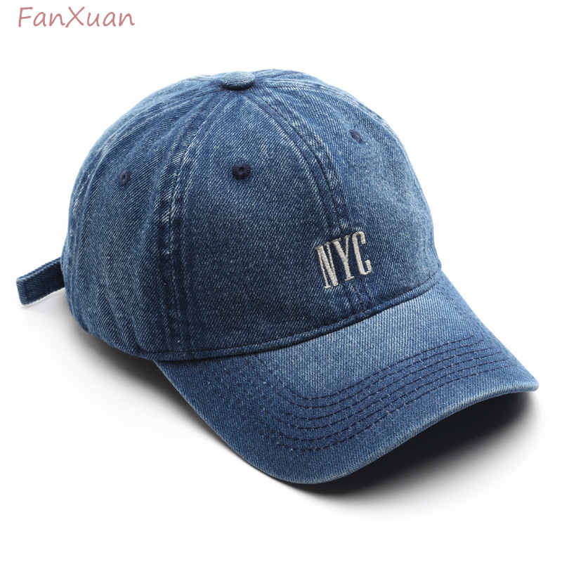 Embroidery Nyc - Klasik Retro Denim beyzbol şapkası Unisex