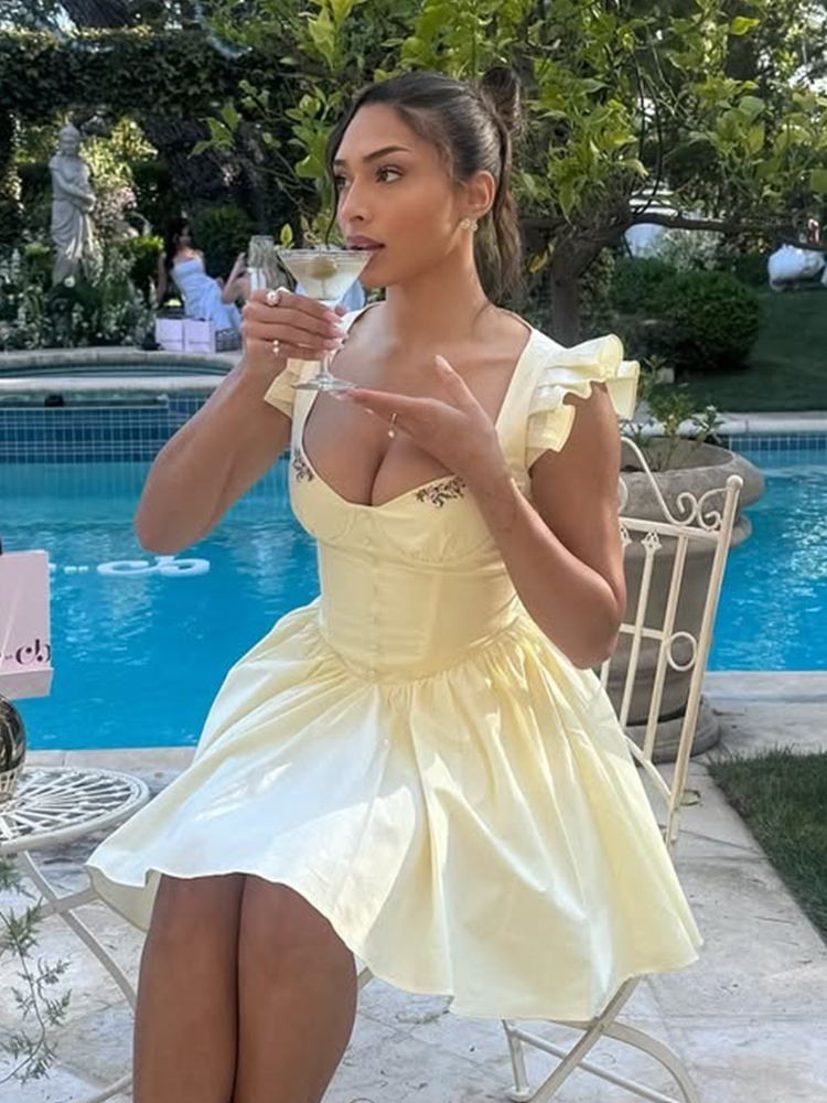 Çiçek Nakış Pamuk Yaz kadın El - Embroidery Yellow Dress incelemesi ve fiyatı