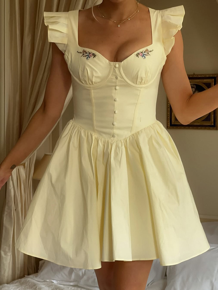 Çiçek Nakış Pamuk Yaz kadın El - Embroidery Yellow Dress incelemesi ve fiyatı