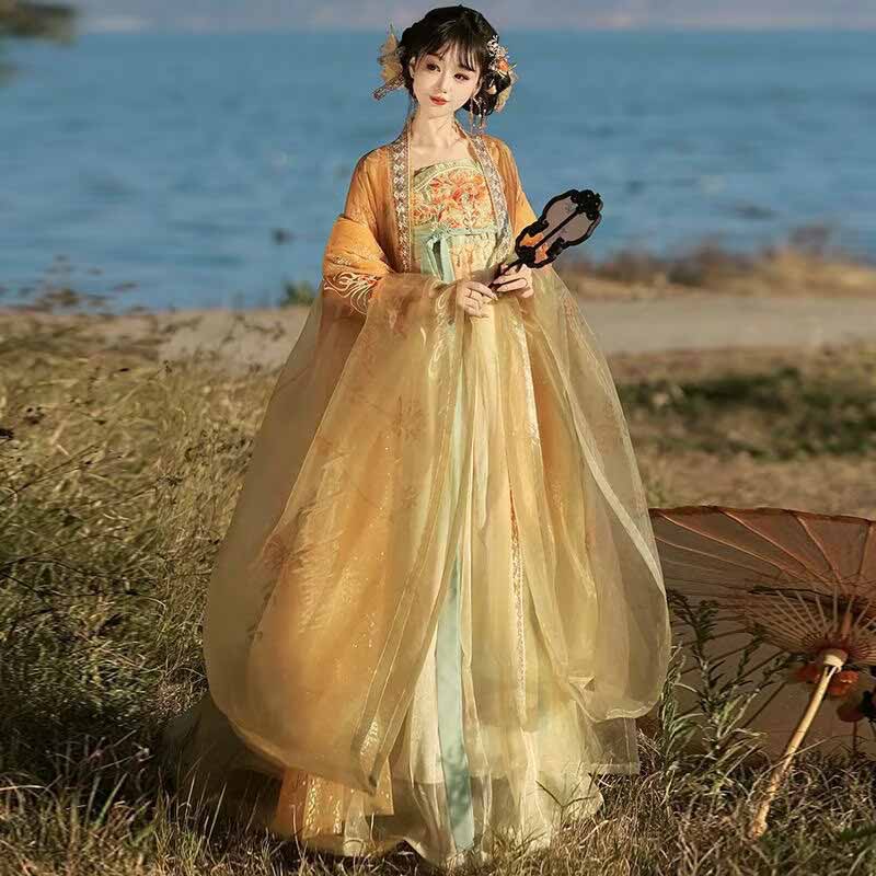 Kadın Geleneksel Çin Hanfu Elb - Embroidery Yellow Dress incelemesi ve fiyatı