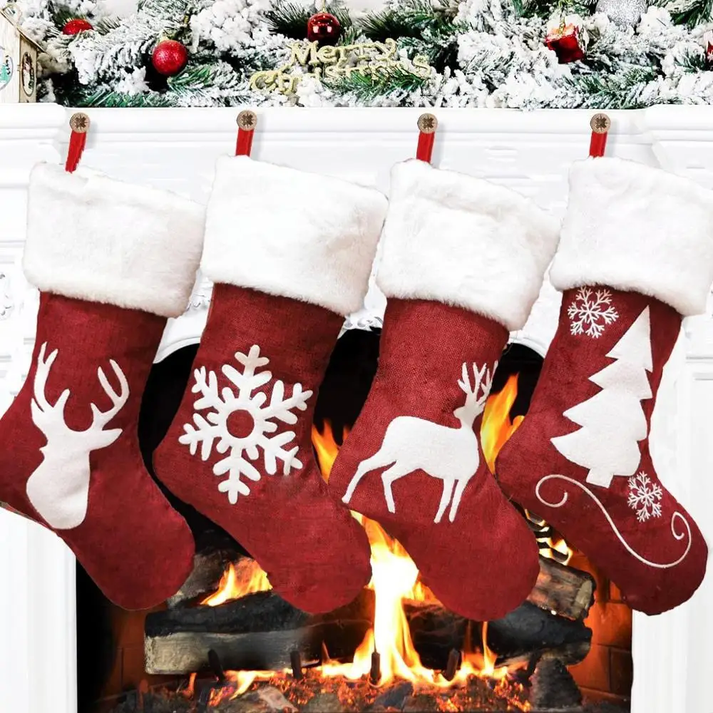 Kırmızı Noel Baba Çorabı Geyik - Embroidery Xmas Stocking incelemesi ve fiyatı