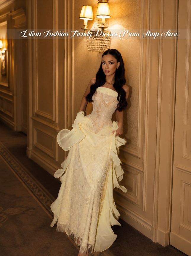 Soluk Sarı Straplez Orta Doğu  - Embroidery Yellow Dress incelemesi ve fiyatı