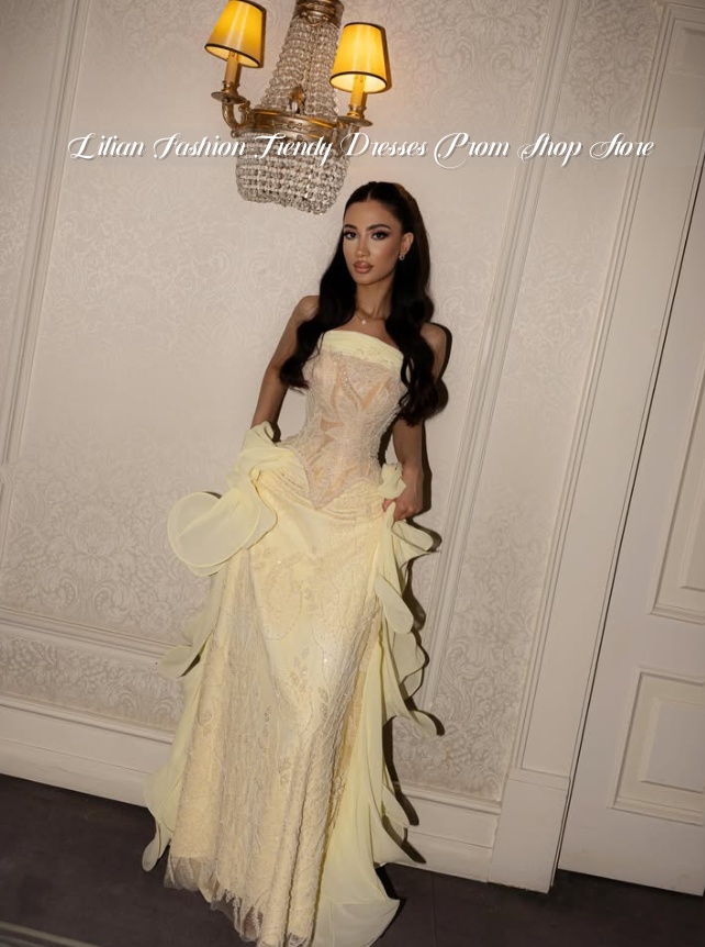 Soluk Sarı Straplez Orta Doğu  - Embroidery Yellow Dress incelemesi ve fiyatı
