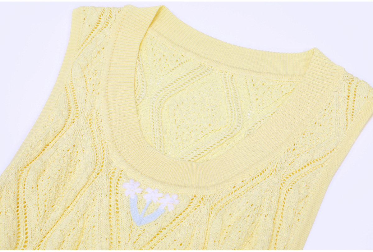 ZJYT kadın Yaz Uzun Örme Elbis - Embroidery Yellow Dress incelemesi ve fiyatı